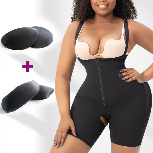Slim Thicc Curve-Enhancing Padded Shaper Shorts in Black